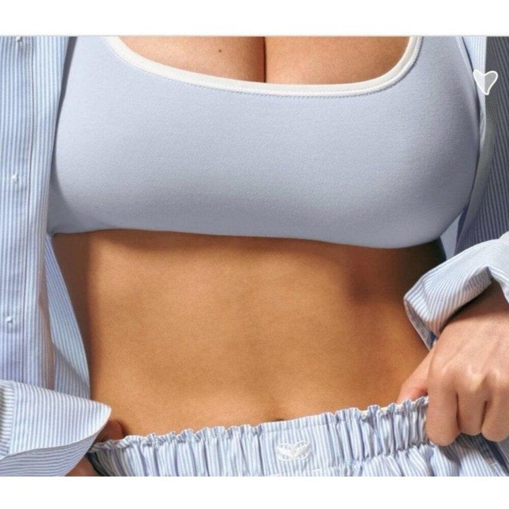 Syrn First Base Scoop Neck Bralette Women's Large Thin Ice/Fresh Sheets Blue NWT